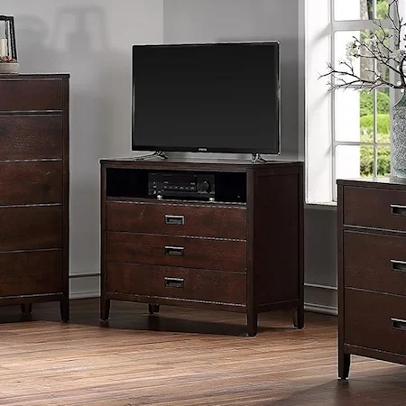 Contemporary Media Chest with 3 Drawers and Open Shelf